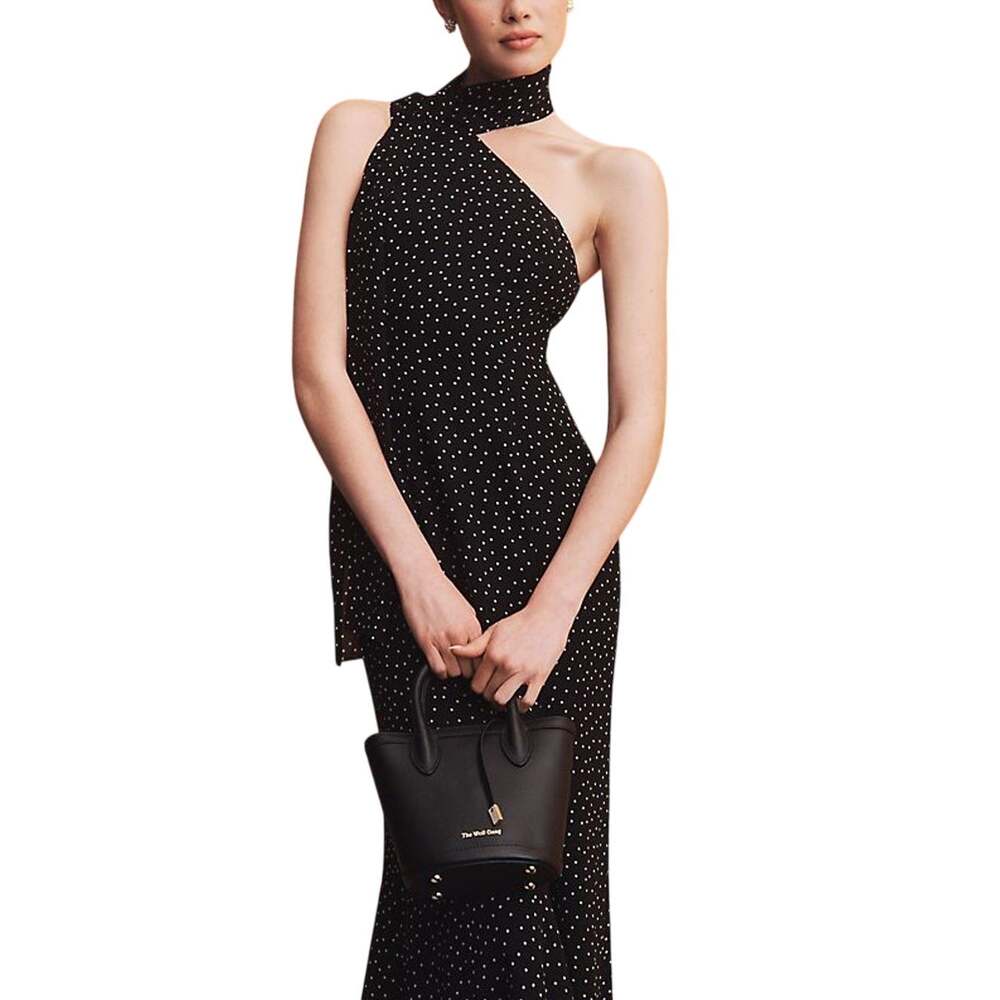 Reformation Asymmetrical Black Rosalynn Midi Dress Size 4